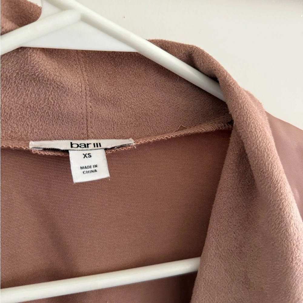 Bar III Women's Blush Faux Leather Open Front Jacket XS